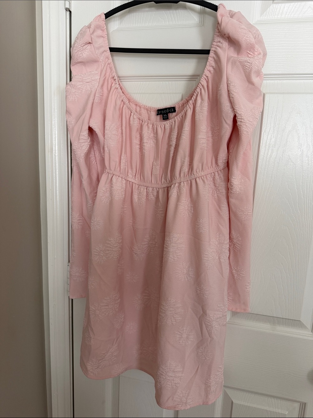 Kedik Pink Embroidered Puff Sleeve Blouse